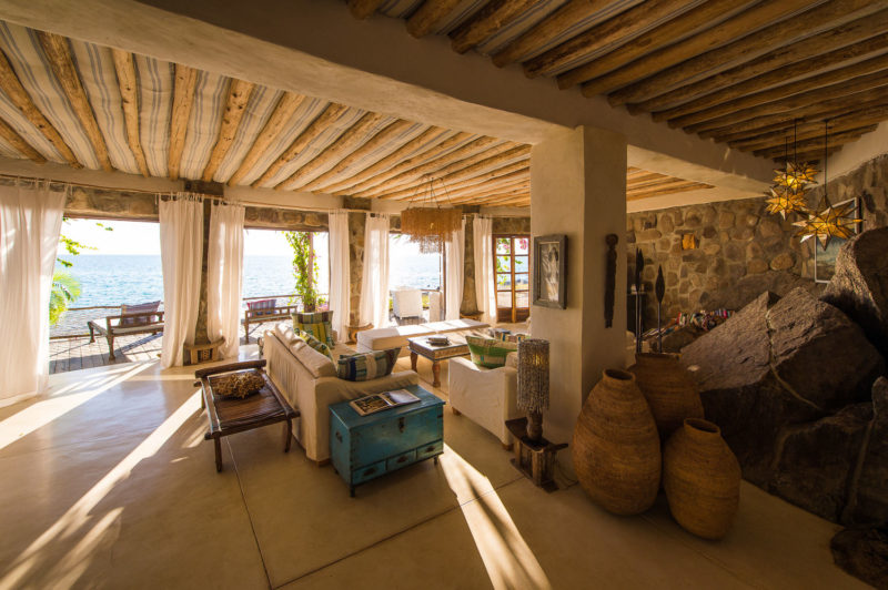 Living room at Kaya Mawa Ndomo House suitable for travellers with disabilities