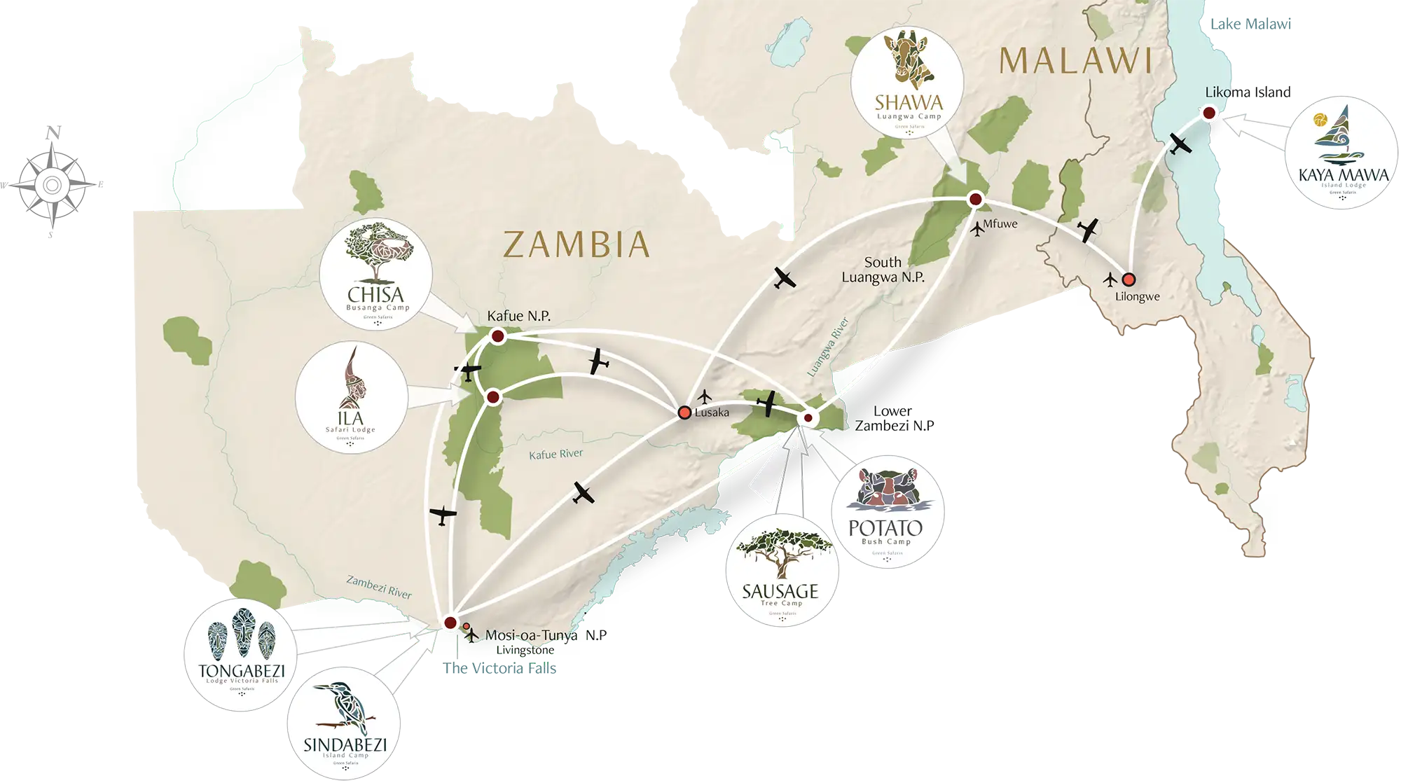 Map of the Zambia and Malawi