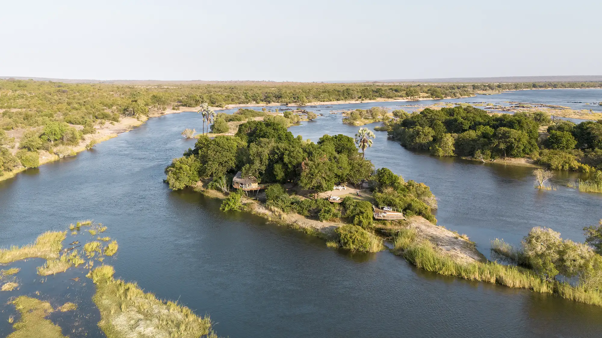 Sindabezi Island aerial - Green Safaris